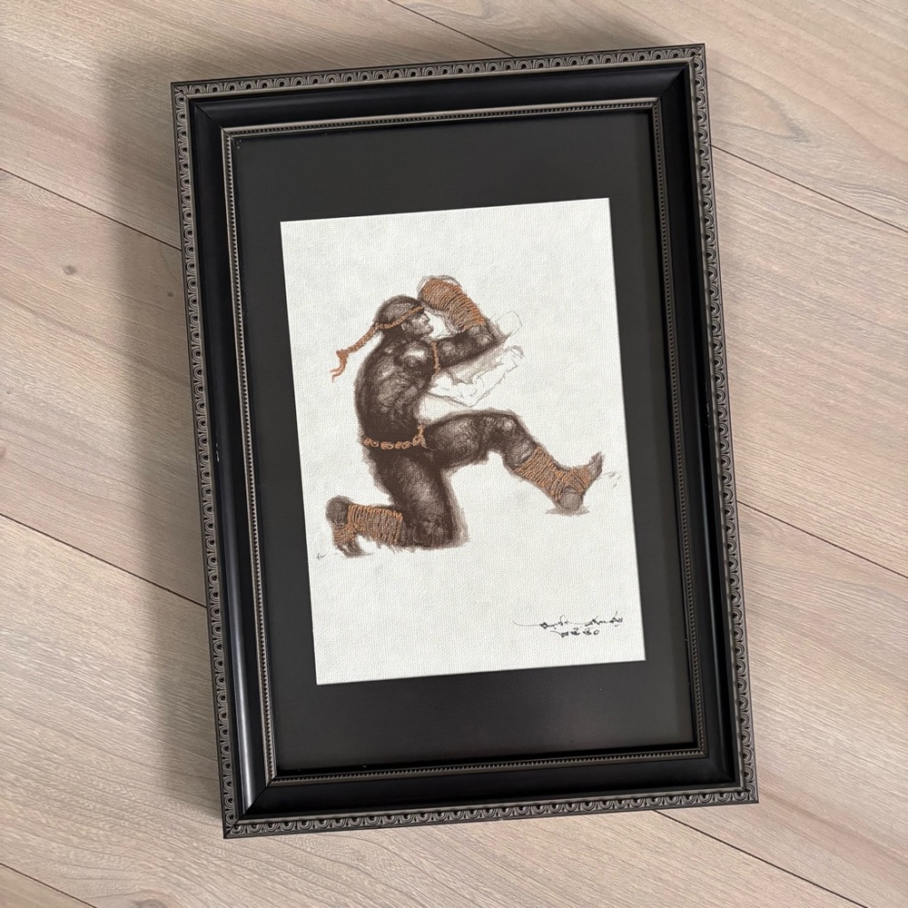 Framed Muay Thai Art - Anucha Saisuk "Human Fight" - Anti-Glare Glass